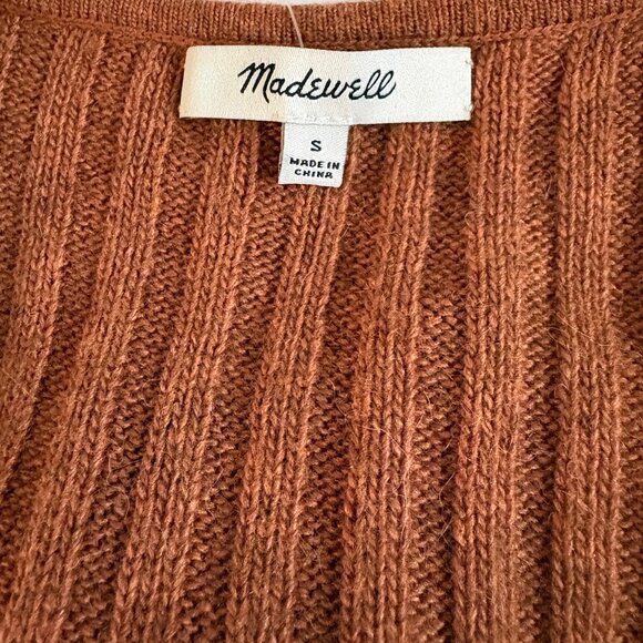 Madewell midi button front V-neck tank ribbed sweater dress in pumpkin - Picture 9 of 10